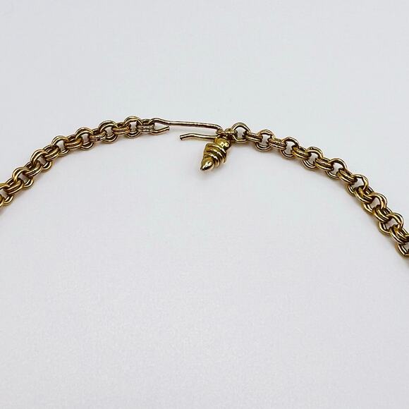 Vintage 60s Coral Orange Beaded Rhinestone Necklace MCM 18" Gold Tone Unsigned - Picture 5 of 6